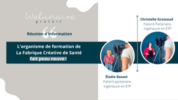 Visuel "graphique" avec toutes les informations essentielles concernant le webinaire et photos des deux intervenantes.